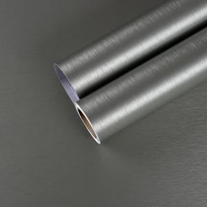 CHIHUT Stainless Steel Contact Paper for Kitchen Appliances Waterproof Metallic Grey Peel and Stick Wallpaper Self Adhesive Brushed Metal Vinyl Refrigerator Wrap for Countertops Dishwasher 17.7x100 (Gray)