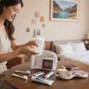 Leakproof Bar Travel Soap Case for Shower, Portable Soap Container,Dish with Lid for Bathroom, Soap Holder Travel with Brush (White)