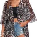 RELLECIGA Beach Cover Up for Women Swimsuit Kimono Cardigans Loose Casual Bathing Suit Coverups (Large, Leopard)