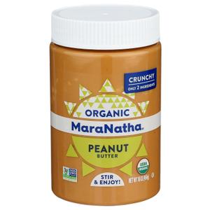 MaraNatha Organic Crunchy Peanut Butter, 16 Ounce Jar (EXP 01/02/27)
