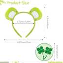 2PCS Cute Cartoon Bear Plush Headband and Badge Halloween Costume Accessories for Adult Cosplay Role-Playing (Green)