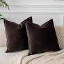 JUSPURBET Throw Pillow Covers Set of 2 Decorative Velvet Pillow Covers for Couch Sofa Bed Soft Cushion Covers Cases with Invisible Zipper for Living Room Home Decor 24x24 inch,Coffee