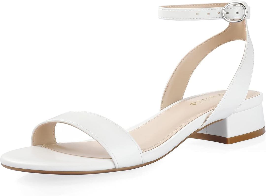 Ankis Black Nude White Gold Women Sandals Comfortable Walking Strappy Open Toe Sandals for Women Dressy Summer 1 Inch Low Block Heel Flat Adjustable Ankle Strap Shoes (7)