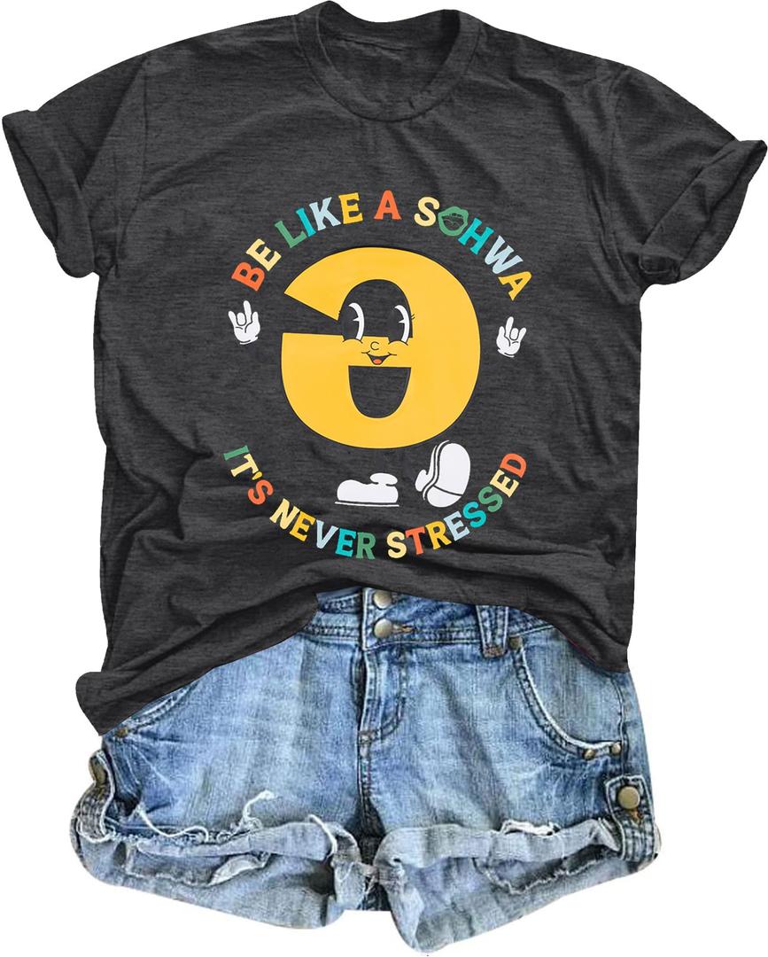 MNLYBABY Autism Awareness T Shirts Women Be Like A Schwa It's Never Stressed Shirt Speech Therapy Dyslexia Tees Tops Dark Grey, XX-Large