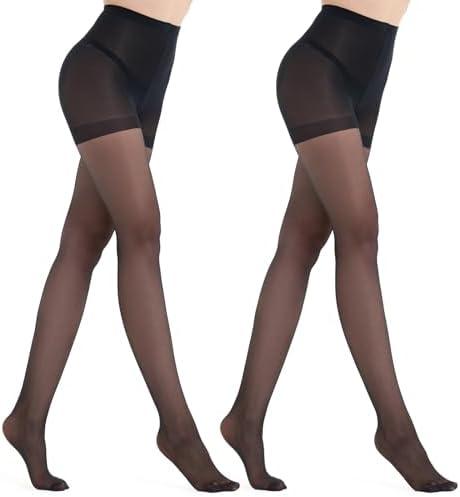 Pack of 3 MEME&WEWE 2 Pairs Tights for Women, Sheer Stockings for Women Pantyhose,20D High Waist No Rip Control Top Tight Pantyhose