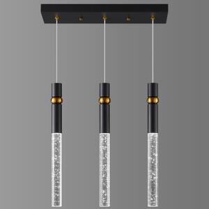 LMQNINE Kitchen Light Fixtures Ceiling Dimmable LED Modern Black Mini Pendant Light with Bubble Crystal Pendant Light for Kitchen Island Bedroom Hallway Entryway (3-Pack)