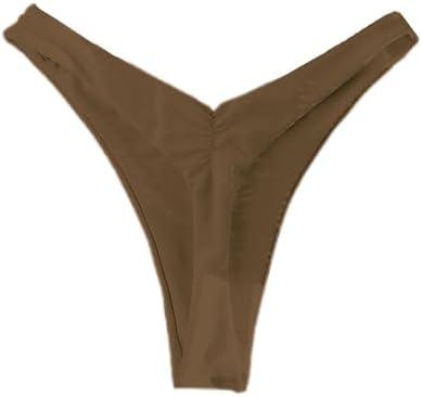SherryDC Women’s Cheeky Thong Brazilian Bikini Bottoms Sexy High Cut Leg Swimsuit Bottom Ruched Butt Bathing Suit Briefs, M