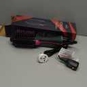 Dual Voltage Hair Dryer Brush with Negative Ion Anti-frizz Styler - Hot Air Volumizer for 110V-120V/220V-240V European and Travel Use (Black/Rose Red)