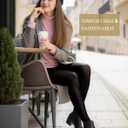 HONGTEYA 2 Pairs Fleece Lined Tights Women - Warm Sheer Pantyhose Fake Translucent Tights Winter Thermal Leggings (M)