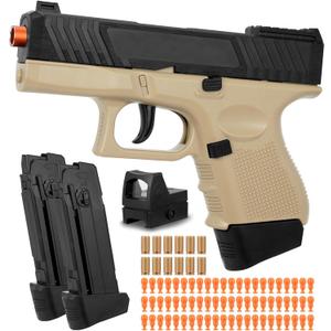 Soft Bullet Gun with Ejecting Shells, Realistic Toy Pistol for Boys, Tactical Toy Pistol with Scope, Birthday Gifts for Boys Girls Age 8+ (Sand)