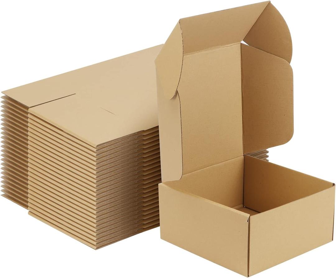 MEBRUDY 8x8x4 Inches Shipping Boxes Pack of 25, Small Corrugated Cardboard Box for Mailing Packing Literature Mailer (Brown)