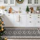 Hallway Washable Runner Rug - 2x7 Kitchen Rugs Entryway Rug Runner Vintage Soft Floor Mat Non Slip Indoor Farmhouse Carpet for Bathroom Living Room Bedroom (2 X 7, Black)