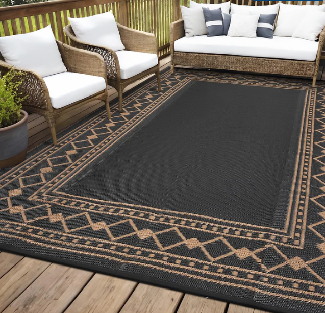 Garvee Outdoor Rug 9x12 ft Waterproof Reversible Patio Mat Plastic Straw Rug for RV Camping Deck Balcony