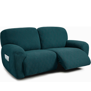 ULTICOR Extra Wide 75" - 100", Reclining 2 Seater Sofa Cover, Extra Wide Reclining Love Seat Slipcover, 6-Piece Jacquared Fabric, Reclining Sofa Covers, Thick, Soft, Washable (Style 4) (Deep Teal)