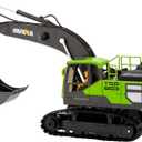 Ruko 1561 RC Excavator 3 in 1 Construction Toys for Boys, 17 Channel Remote Control Vehicles with Grab Alloy Shovel Drill, Realistic Lights & Sounds Digger Sandbox Gifts for 6-14 Years Kids Adults