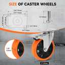 W B D WEIBIDA Swivel Caster Wheels for Cart, 5 Inch Industrial Heavy Duty Casters Set of 4, Top Plate Casters with Brake, No Noise Polyurethane Wheels for Cart, Furniture, Workbench