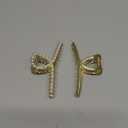 Large Metal Hair Claw for Women with Pearls 4.3 Inch Non-Slip Hair Clips Thick Hair Threaded Gold Claw Clips Shining Strong Crab Claws Cross Hair Barrettes 2 Pack (Matte Gold+Pearl Gold)