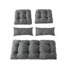 QILLOWAY Outdoor Patio Wicker Seat Cushions Group Loveseat/ Two U-Shape/ Two Lumbar Pillows for Patio Furniture, Wicker Loveseat, Bench, Porch, Settee of 5 (Charcoal Grey/ Black)