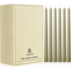 10-Inch Tall Unscented Dripless Taper Candles Bulk 30 Pack - Sage Green Taper Candles Bulk - Smokeless, 6-8 Hour Long Burning - Colored Candlesticks Bulk - Sage Green