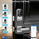 Veise VE06-L Smart Locks with 2 Lever Handle Set, App Control, Keyless Entry Deadbolt for Front Door, Electronic Digital Touchscreen Keypad, Auto Lock, Waterproof, Easy Installation, Satin Nickel