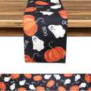 Halloween Table Runner, 72.44x13in Halloween Table Decorations Polyester Pumpkin Boo Ghost Runner Seasonal Fall Spooky Table Decorations for Outdoor Indoor Halloween Party Supplies