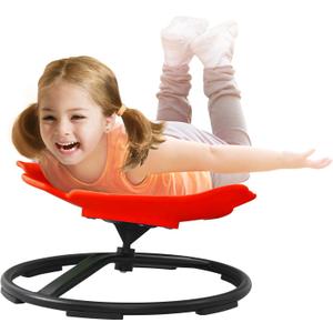 Sensory Spinning Chair for Kids with Autism & ADHD, Swivel Chair for Indoor/Outdoor Use, Sit and Spin Toys, Fish-Shaped Sensory Chairs for Autistic Children, Training Body Coordination (Red)