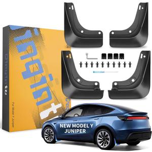 Mud Flaps for Tesla New Model Y Juniper Accessories 2025 2026 [Protect Paint,No Drilling Required] All-Weather Mud Guard Body Kits for New Launch Model Y Juniper 2025 2026 Black