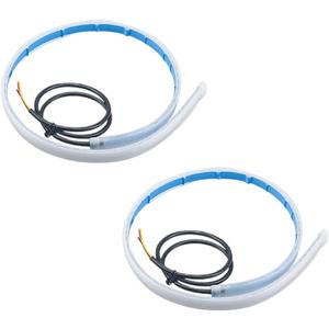 ZIMISI 2PCS 24 Inch Car LED Strip Lights, Flexible DRL Daytime Running Lights, Waterproof Dual Color Sequentially Flow Turn Signal Light, LED Headlight Strips for Car Decorations (White/Yellow)