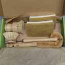 Tieralia 5-Piece Eco-Friendly Bamboo Dish Brush Set with Compostable Wood Pulp Sponges | Bamboo Kitchen Cleaning Set