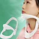 Adjustable Neck Brace - Cervical Collar with Neck Stretcher | Neck Orthotics for Forward Head Posture Correction and Cervical Spine Support and Alleviating Pressure (White)