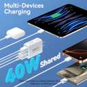 USB C Charger Block, 3Pack 40W 4 Ports Type C Fast Phone Charging Cubes PD 3.0 Wall Plug+ QC 3.0 USB A Charger Power Brick Box for iPhone 16/15/14/13/12/11 Pro Max, iPad, Galaxy, Pixel,White
