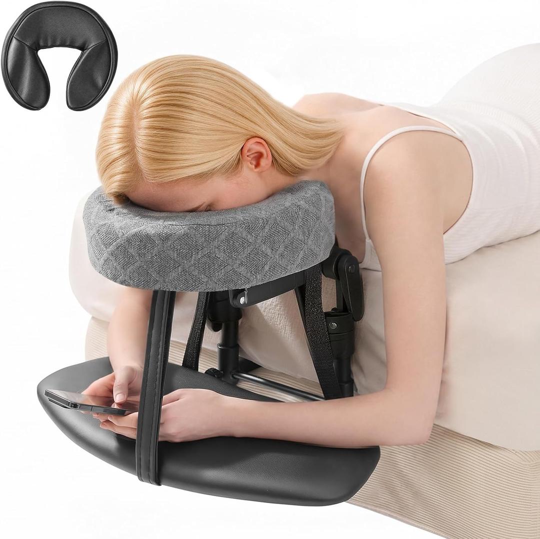 Massage Headrest for Bed, Bed Massage Head Holder & Face Cradle with Pillow