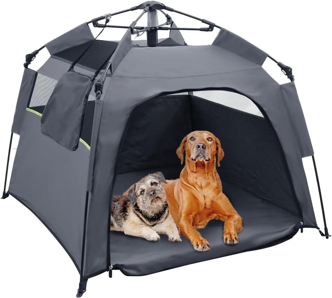 Pop Up Dog Tents, Plusvivo Foldable Cool Mesh Camping Tent - 40" X 40" X 28" With Shoulder Bag & UV Canopy