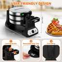 Waffle Maker, 1400W Belgian Waffle Maker, Double Waffle Iron 180 Flip, Rotating Nonstick Plates, Adjustable Browning Control, Locking Buckle & Cool Touch Handle, Removable Drip Tray, Stainless Steel