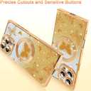 AIGOMARA Phone Case for iPhone 16 Pro [Compatible with MagSafe] Butterfly Design Glitter Bling Case Shockproof Scratch-Resistant Soft TPU Cover for Women - Gold