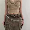 EMMIOL Y2K Belt for Women Star Studded Belt Vintage Gothic Grunge Punk Rock PU Leather Waistband (S:31''-39'' Fit Waist, Boho Brown)