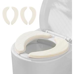 CELION Ultra-Thick Flannel Toilet Seat Cover, 2-Pack Deluxe Cushioned Lid Covers with Memory Foam for Warmth & Pressure Relief, Easy-install Self-Adhesive, Non-Slip & Machine Washable (Off-White)