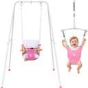 2 in 1 Baby Jumper & Swing, Foldable Stand, Toddler Swing Set for Indoor & Outdoor