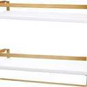 Peter's Goods Modern Floating Shelves with Rail, Modern Brass Finish, Set of 2 Shelves - Wall Mounted Bathroom Wall Shelves with Towel Bar - Also Perfect for Bedroom Decor and Kitchen Storage