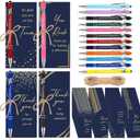 Qilery 24 Set Employee Appreciation Pens Gift Black Ink Metal Inspirational Ballpoint Pen with Stylus Tip Colorful Motivational Quote with Thank You Card Rope for Coworker Social Worker Women Teacher