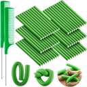WILLBOND 60 Pieces Flexible Curling Rods Hair Curlers Rollers Twist Flexi No Heat Rods Rollers for Long Short Hair Women(0.5 x 7 Inch,Green)