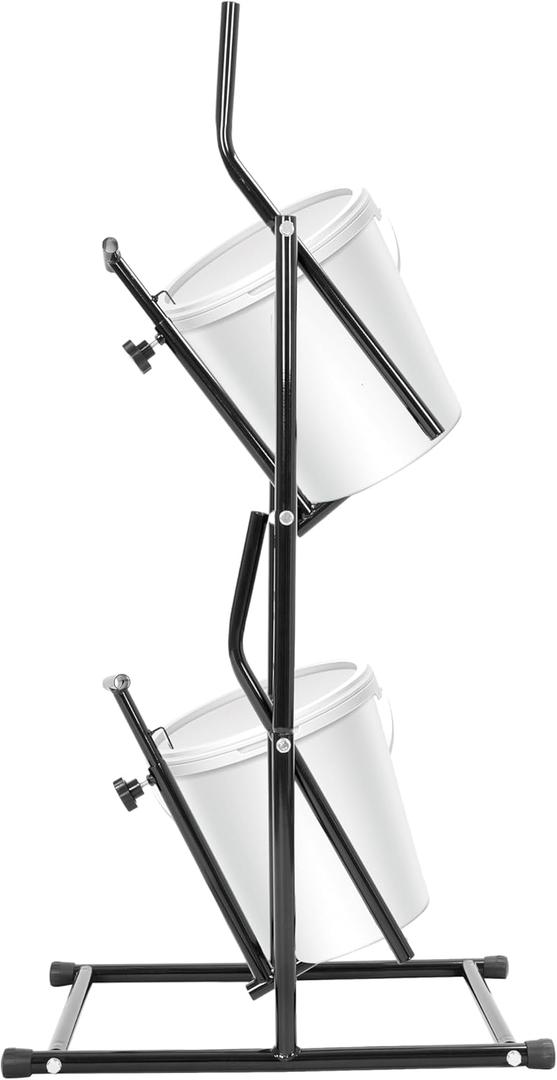 Dual Pail Tipper Rack - Black Steel 5 Gallon Bucket Tipper