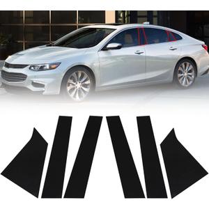 FZJDSD 6pcs Glossy Black Pillar Posts Door Trim Cover Anti Scratch Window Molding Door Compatible with Chevrolet Malibu 2016 2017 2018 2019 2020 2021