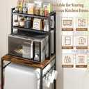 ikkle Mini Fridge Stand with Storage Shelves, 3-Tier Mini Fridge Rack with Microwave Storage, Wood Utility Storage Shelf with Mini Fridge Storage Space for Home Kitchen, Dorm, Office (Brown)