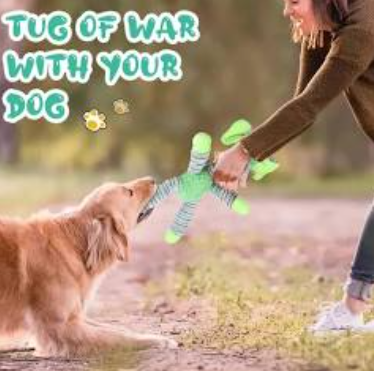 GLURUITE Dog Plush Toy Stuffed Animal Squeaky Chewing Toy Rope Interactive Toys Pet Supplies for Small Medium Dogs