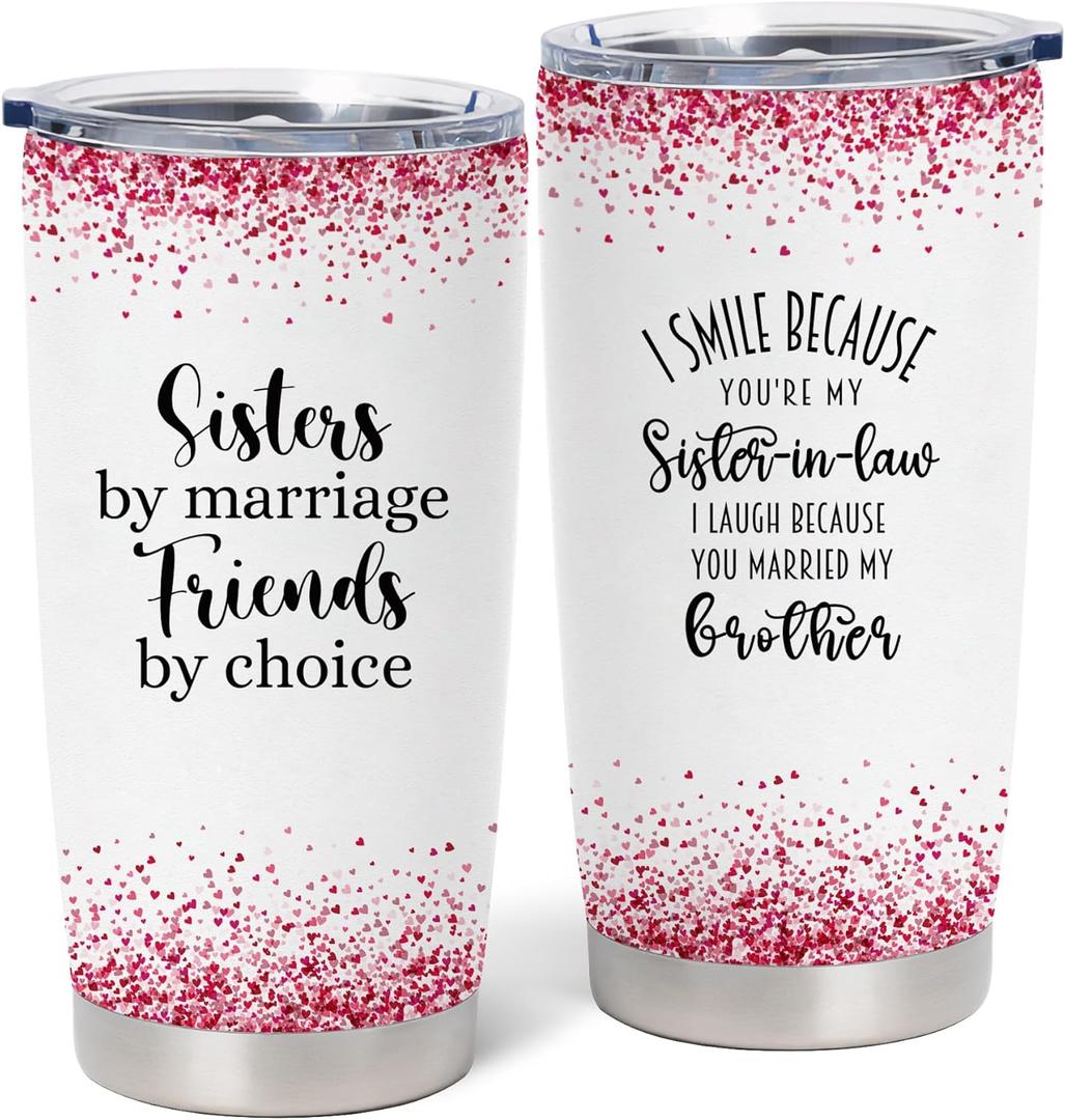 Sister in Law Tumbler 20oz, Best Gifts for Future Sister-in-Law 1 Pack (Pink-Sister in law)
