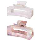 Women Cellulose Acetate Hair Clips 3.3 Inch Banana Hair Claw Clip, Tortoise Shell Celluloid Strong Hold Clips for Thin Thick Hair, Fashion Hair Accessories for Ladies Mother (2 Pack)