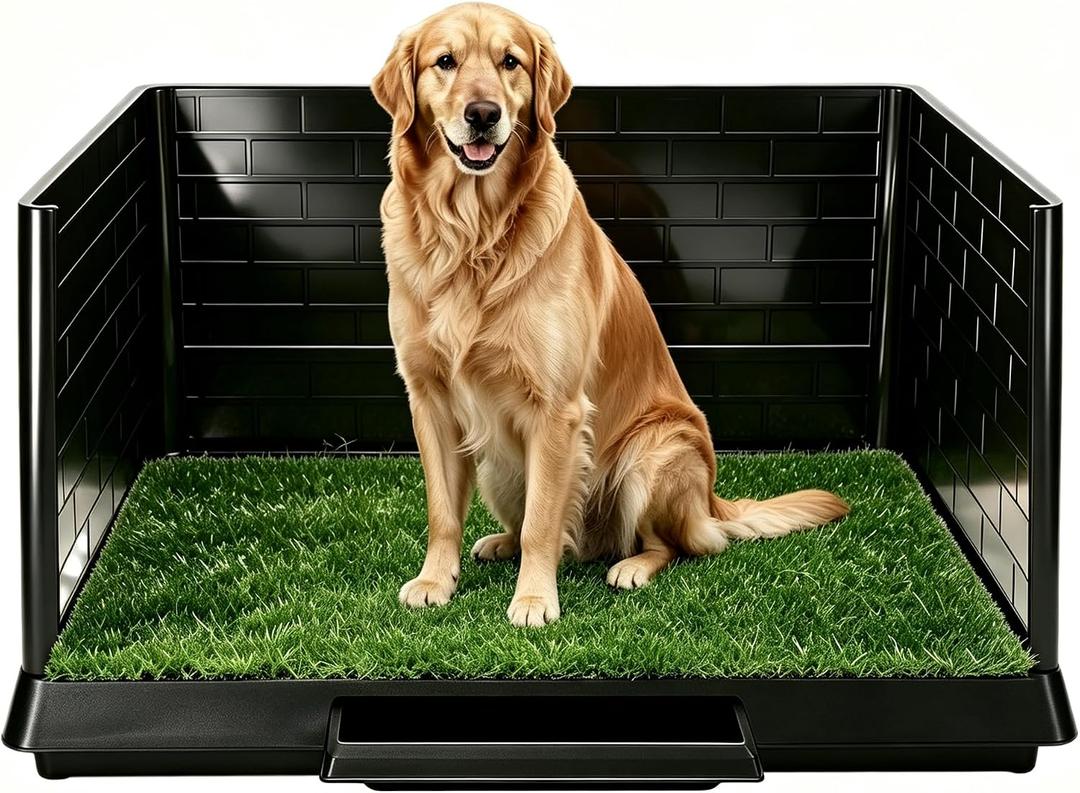 Large Dog Grass Pad with Tray, 30"×20" Artificial Grass Puppy Potty