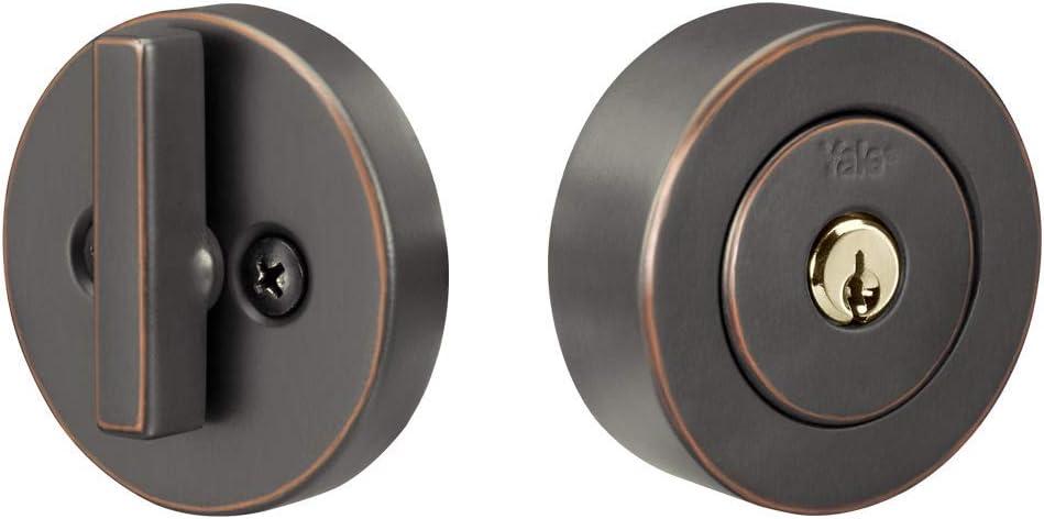 Yale Home 4881K19FR Flat Round Single Cylinder, Oil Rubbed Bronze Deadbolt
