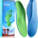Bacophy Kids Orthotic Arch Support Shoe Insoles, Children Pu Cushioning Inserts, Shock Absorption Velvet Surfaces Deep Heel Cup Inner Sole for Flat Feet, Plantar Fasciitis, Feet Heel Pain Relief (XL) (2-3.5 M Big Kid, Blue)